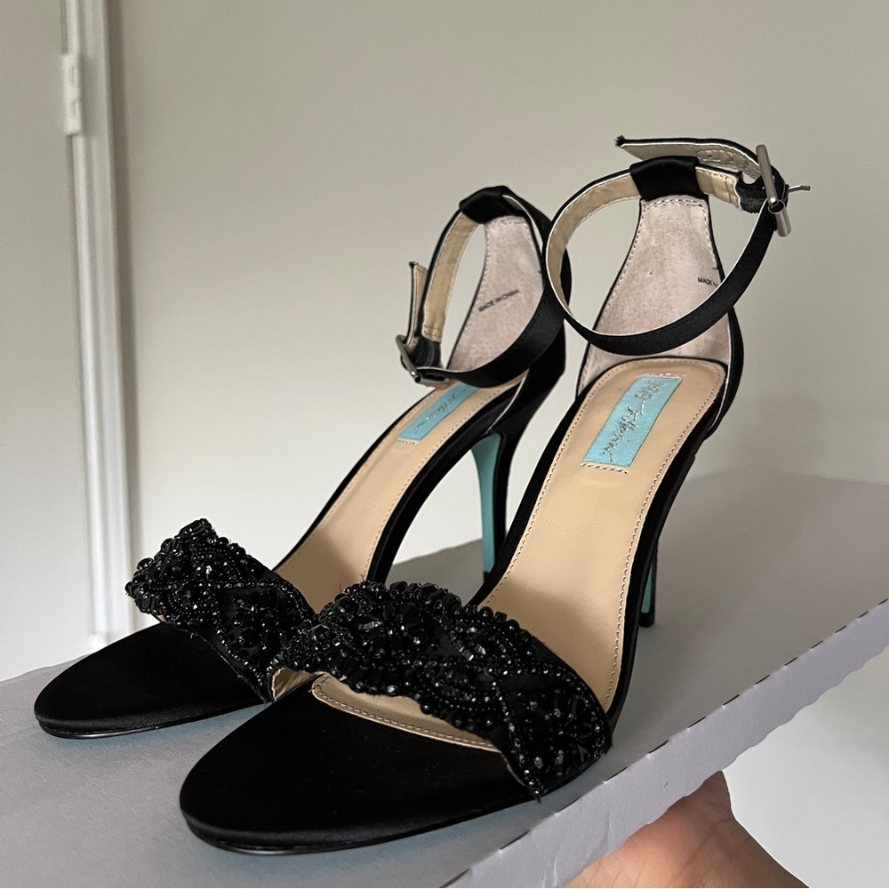 Beaded Betsey Johnson Black Heels